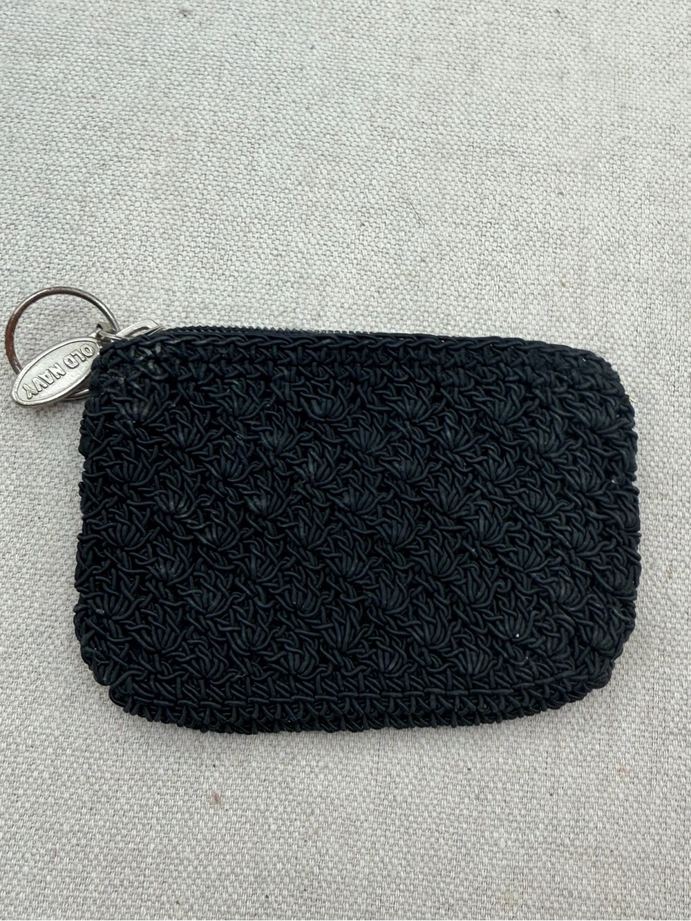 Old Navy Black Crochet Zip Coin Pouch